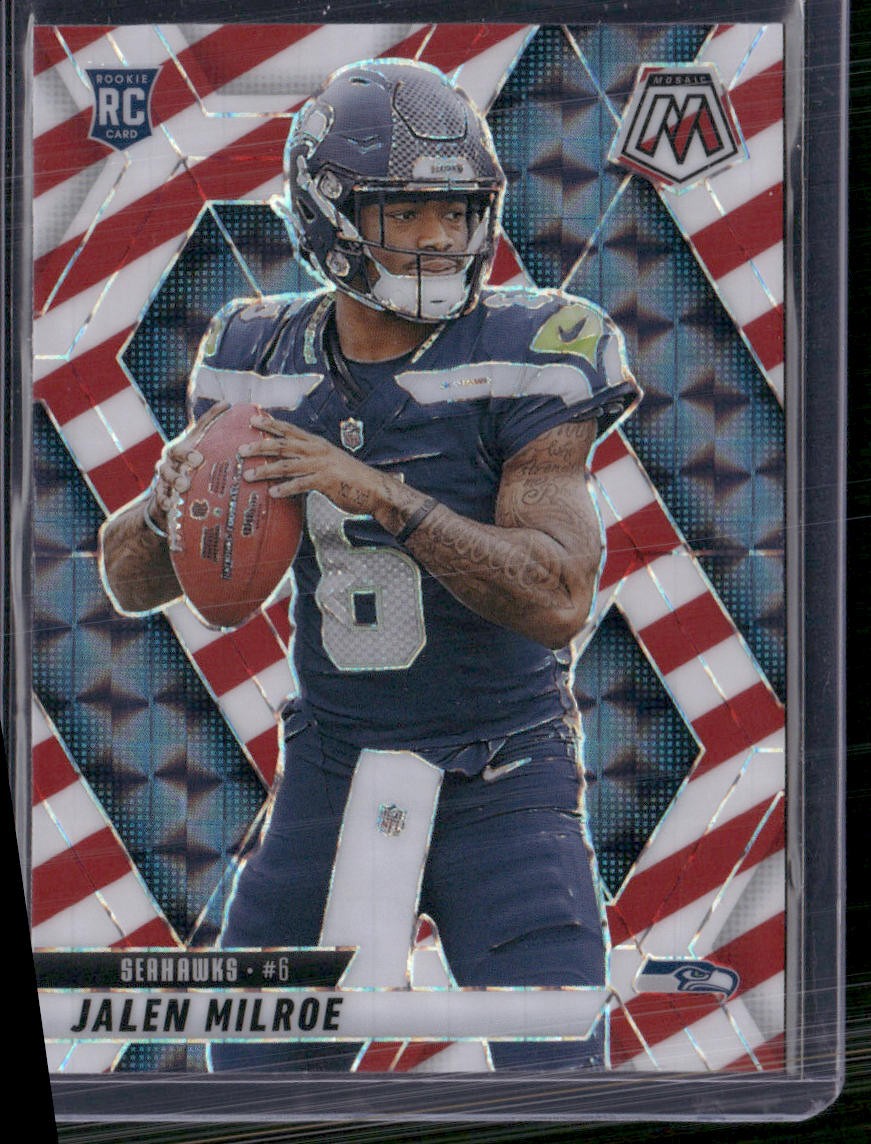 2025 Panini Mosaic #322 Jalen Milroe Mosaic Red and White Stripe