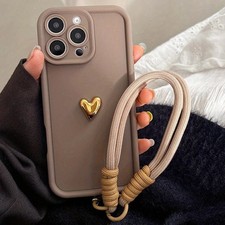 Silicone Phone Case With Lanyard Heart Design And Gold-plated Finish