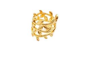 Authentic Gold Plated Sterling Silver 925 Ivy Leaf Ring Size 6.5
