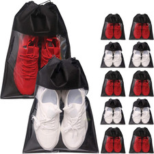 12 Pack Portable Shoe Bags for Travel Large Shoes Pouch Storage Organizer Clear