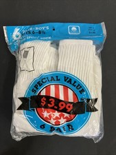 Vintage KMart Boy's Socks Over the Calf Fits 6-8.5 White Special Value 6 Pack