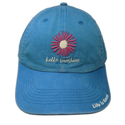 Life is Good Baseball Cap Blue One Size Hello Sunshine Flower Embroidered Hat