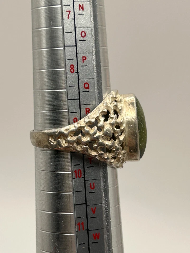 Anel masculino de prata esterlina com cabochão verde - Imagem 4 de 4