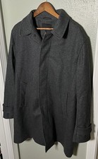 Banana Republic Car Coat Topcoat Mens Large Gray Italian Wool Blend - EXC