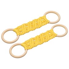 2Pcs Kitchen Dish Towel Holder, 11"x3" Crochet Towel Ring with Loop, Yellow