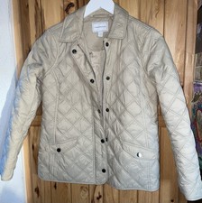 Charter Club Quilted Jacket Womens Sz PS Beige Lightweight Snap Zip Coat Classic