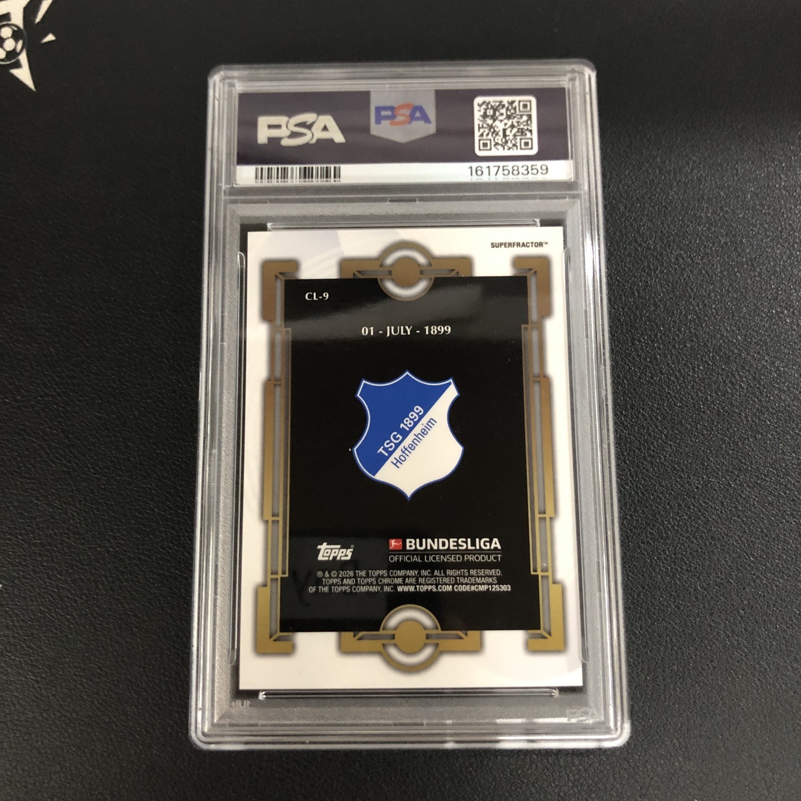 2025-26 Topps Chrome Club Logos TSG 1899 Hoffenheim Superfractor 1/1 PSA 10 view 2
