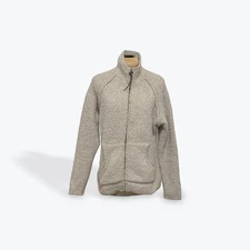 Natural Reflections Textured Fleece Zip Up Jacket Women's Small Light Beige