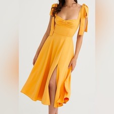 House of CB Alicia Midi Sundress Tangerine Tie Shoulder Women’s Medium