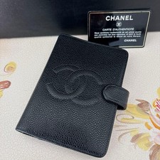 CHANEL Coco Mark Skin Planner Cover Pelle Nera Anello 6 Fori Unisex Agenda