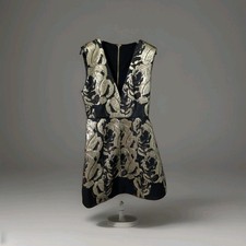 NWT Alice + Olivia Black Gold Dress Womens Size 8 Metallic Cocktail Dress
