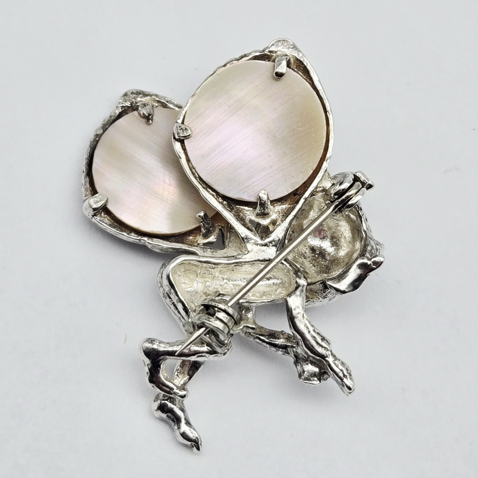 VTG Sterling Silver Pixie Elf Brooch Abalone Shel… - image 3
