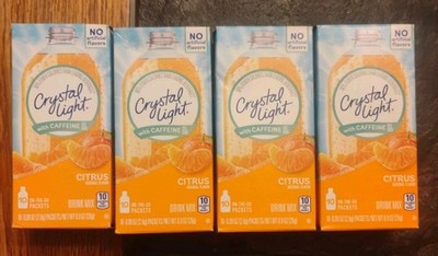 Crystal Light Citrus Drink Mix Powder Packets W/ Caffeine  - 10 Ct -4pk. BB11/26