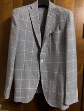 BOGLIOLI Checkered Tailored Jacket Size 46 Gray Wool M Sport Coat Blazer JAPAN