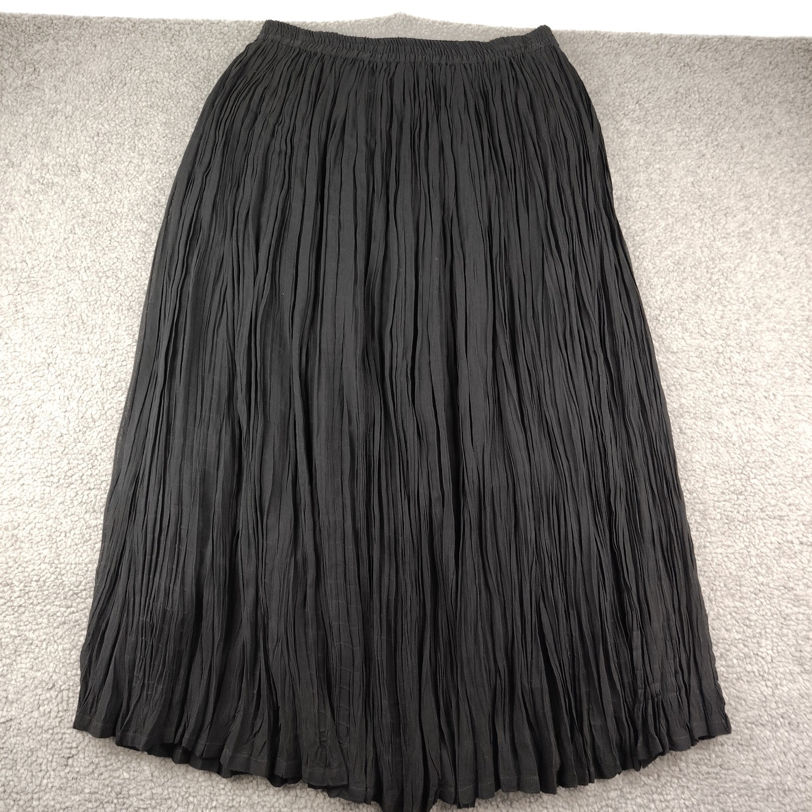 Black Maxi Skirt Black Crinkle Prairie Cottage Cowgirl Size 14/16 Lined Pull On-image