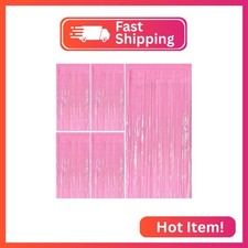 Pink Party Streamers Foil Fringe Backdrop Curtains Tinsel Streamers Birthday Par