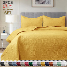 Luxury Bedspread Bedding Set 3 Piece Quilted Coverlet Bed Throw Queen King Size