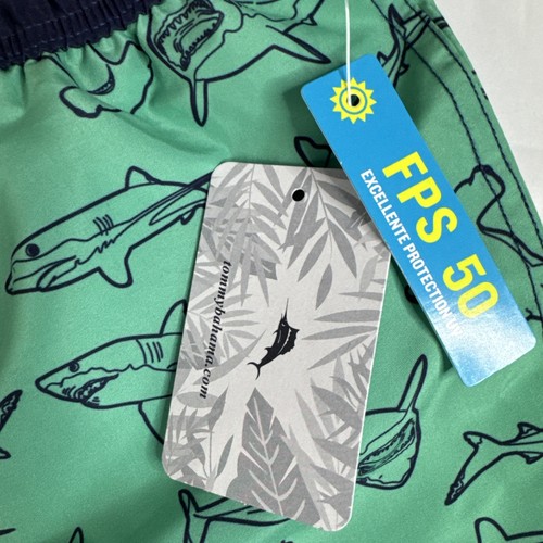 Tommy Bahama Boys Shark Swim Trunks Teal And Navy Lined UPF 50 Size XL NWT - Picture 3 of 5