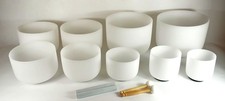 Crystal Singing Bowls White - Set of 9 Quartz Crystal - 440 Hz - Pocket Sound Massa
