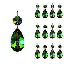 12pcs 38mm Teardrop Crystal Chandelier Prisms Parts with Glass Octagon Rainbow