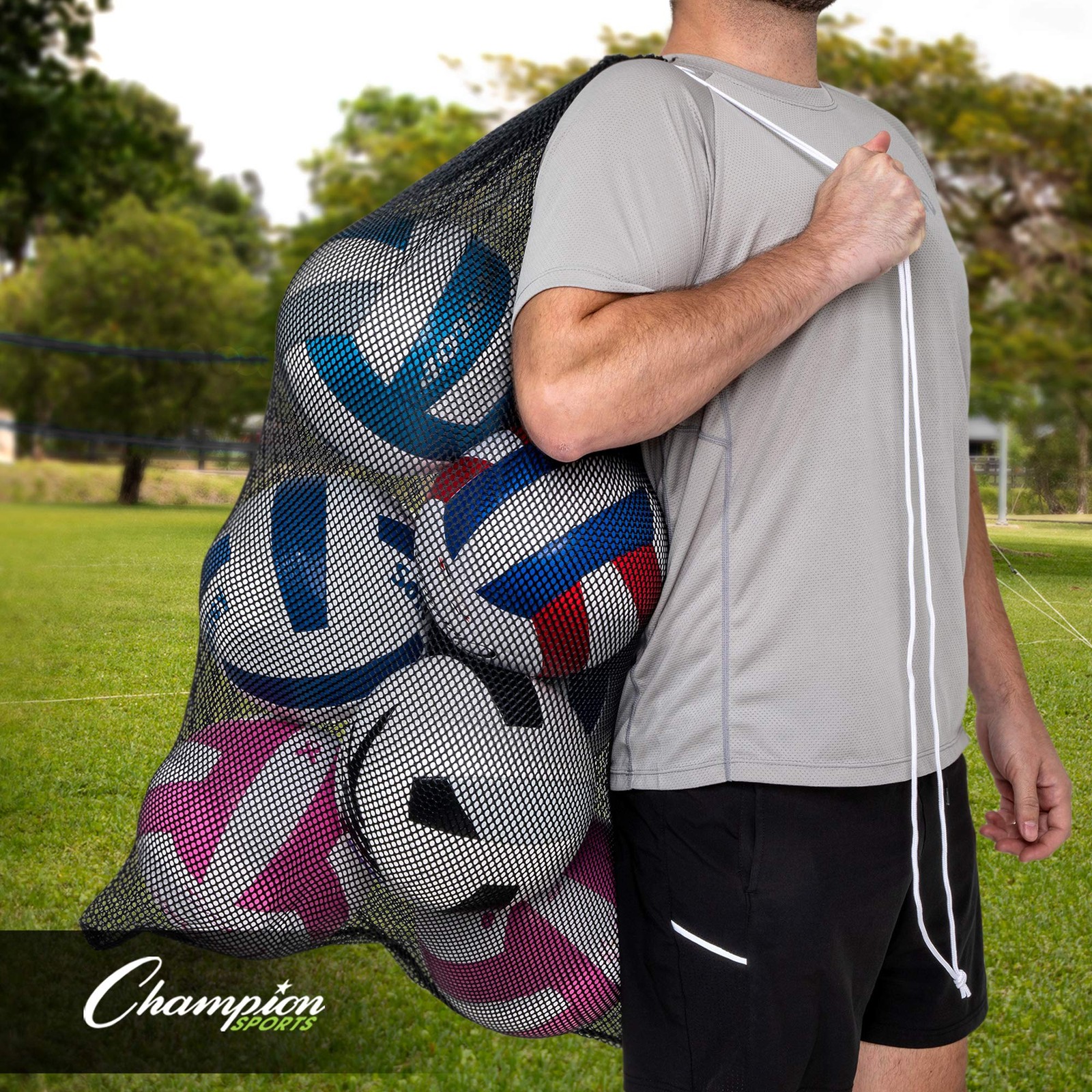 Champion Sports Set Of 6 Durable Mesh Bags With Drawstring Closure
