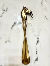 VTG Solid Brass Horsehead Shoe Horn From Leonard Silver manufacturing Company 9"