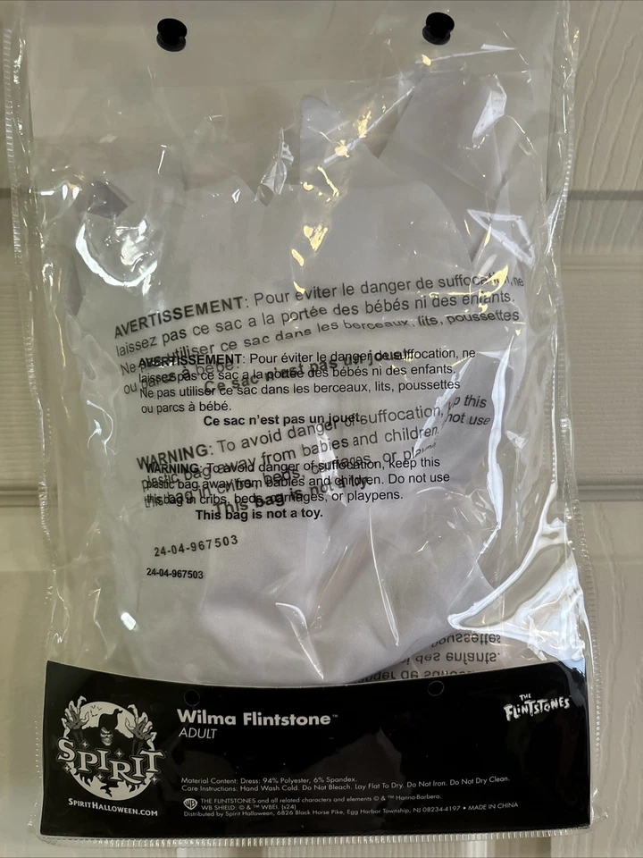 WILMA FLINTSTONE КОСТЮМ ДЛЯ ВЗРОСЛЫХ БЕЛЫЙ ОДНО ПЛЕЧО ПЛАТЬЕ И ОЖЕРЕЛЬЕ РАЗМЕР XL - Изображение 2 из 2