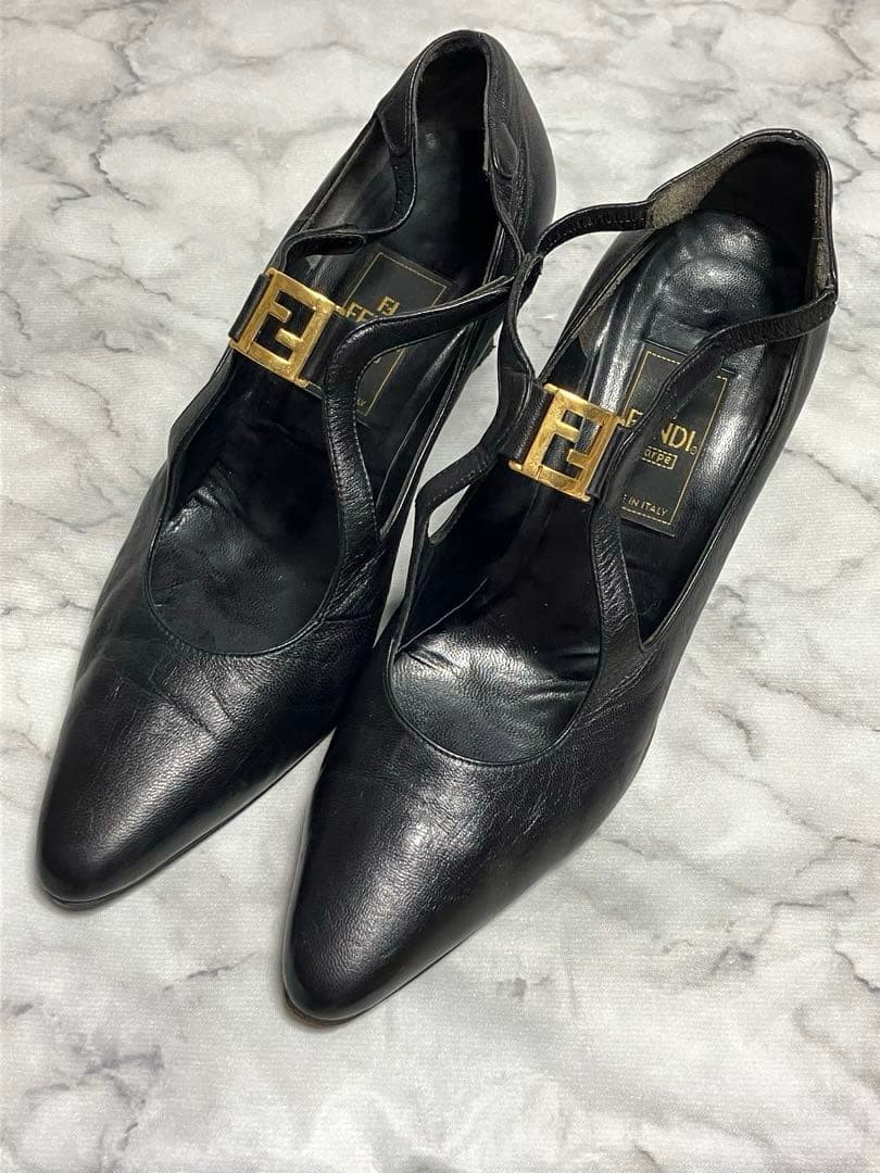 FENDI Shoes Pumps Heel FF EU 35.5 US 5.5 Leather Black Authentic thumbnail 11