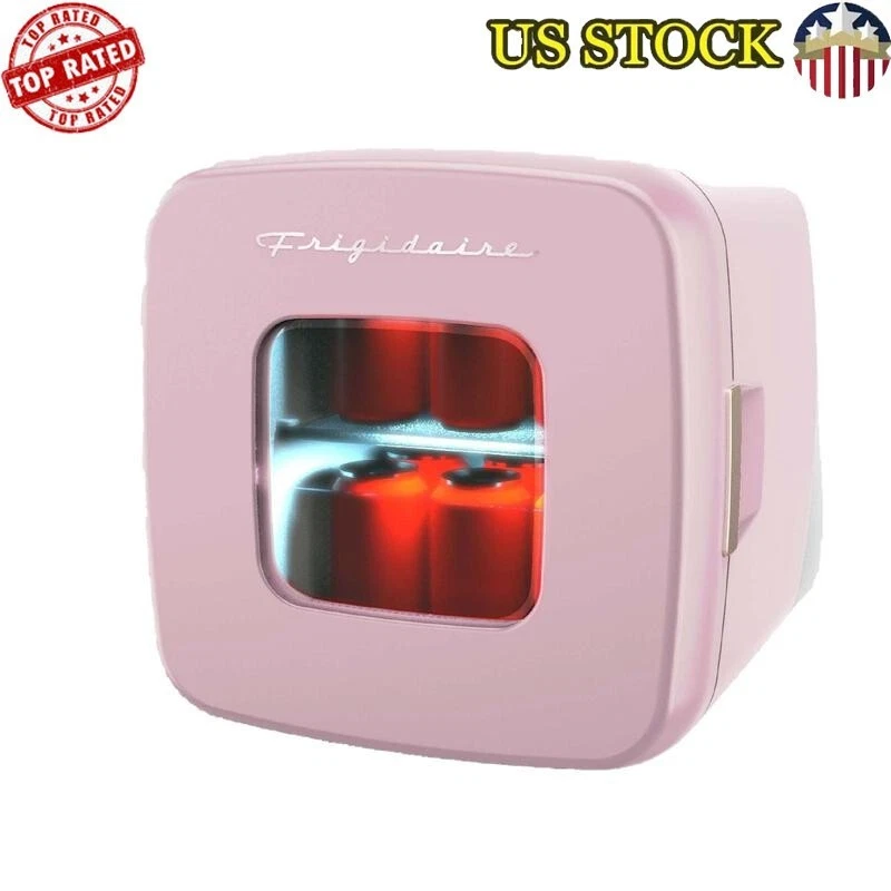 Retro 12 Can Mini Personal Fridge Beverages Cooler Pink Compact Refrigerators