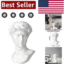 Handcrafted 11-Inch David Bust - Timeless Greek Sculpture for Home Aesthetics