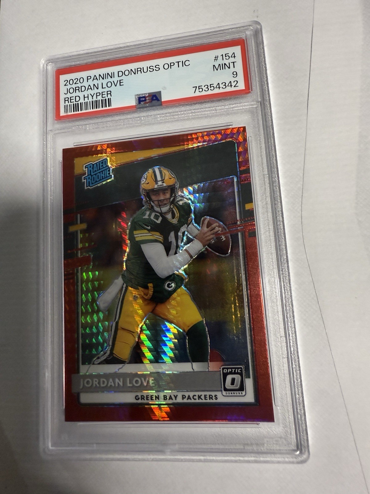 2020 Donruss Optic Jordan Love Red Hyper Rated Rookie #154 PSA 9 Packers RC