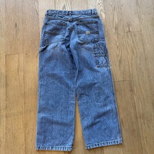 Vintage 90s Children  s Place Kids Sz10 Carpenter Jeans Denim Wide Leg Baggy Y2K