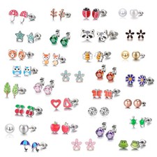 30 Pairs Hypoallergenic Earrings for Girls Sensitive Ears with Stainless Stee...