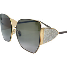 Jimmy Choo RiverS Womens Metal Sunglass 763HA Gold Mud 61-16 Gray Grad Italy