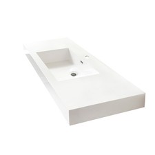 Ablitas 59.8 in. Rectangular White Composite Granite Stone Console Bathroom Sink