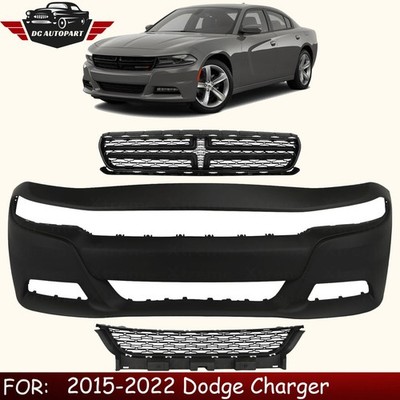 Front Bumper Cover Paintable & Grille Assembly Kit For 2015-2022 Dodge Charger
