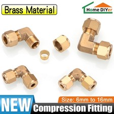 Brass Compression Double Ferrule Fittings 90  Elbow Connector For Copper Tube