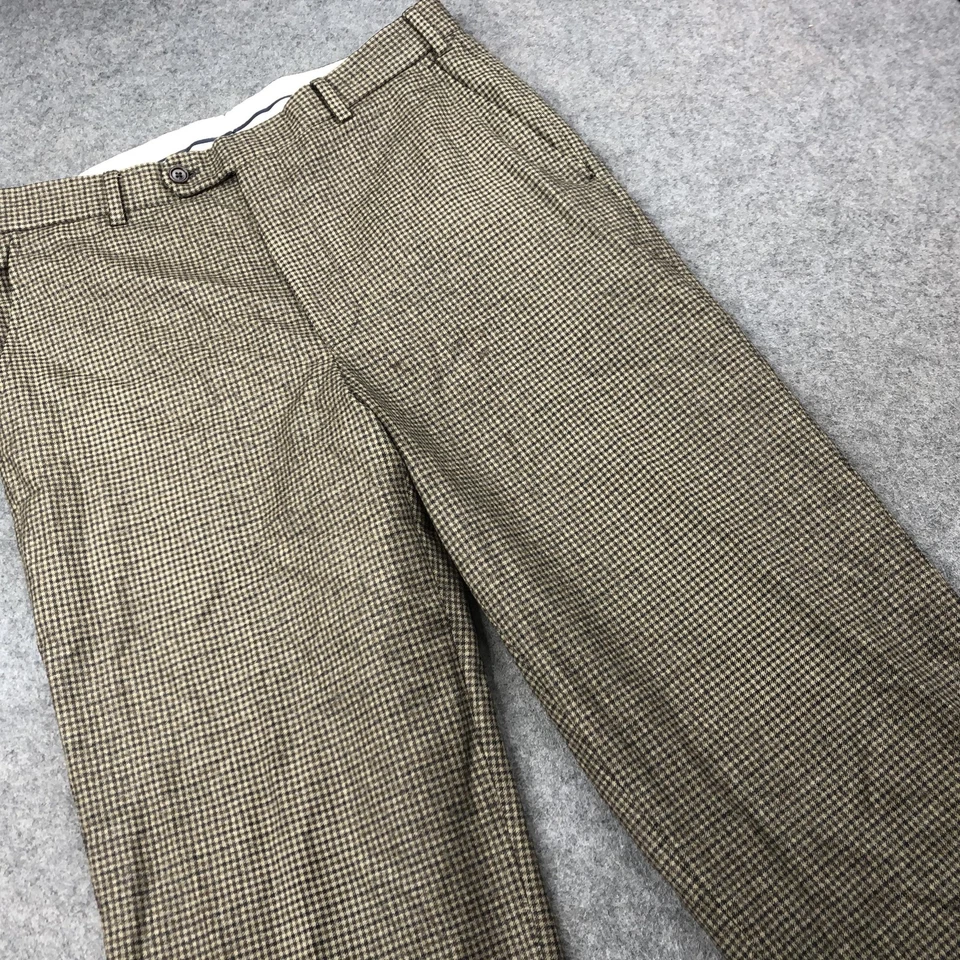 Brooks Brothers Pantalones Para Hombres 34 Lana Pata de Gallo Cuadros Vestido Clásico Hecho en Foto 4 de 4