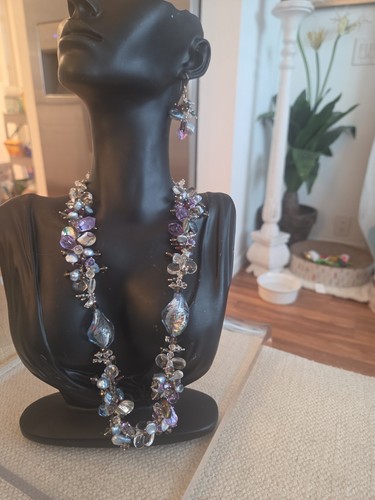 Absolutely Stunning!! Artizan Piece Made With Abalone, Crystals, Glass & Pearl