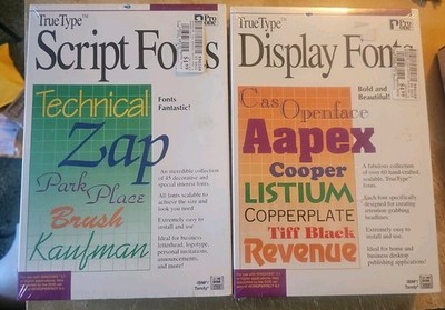 Vtg Windows 3.1 Software Fonts Scripts IBM/Tandy PC 3.5'' HD Disk Lot Of 2 NOS