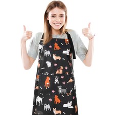 Dog Grooming Waterproof Apron with 2 Pockets Cute Animals Puppy Dog Pets Apron