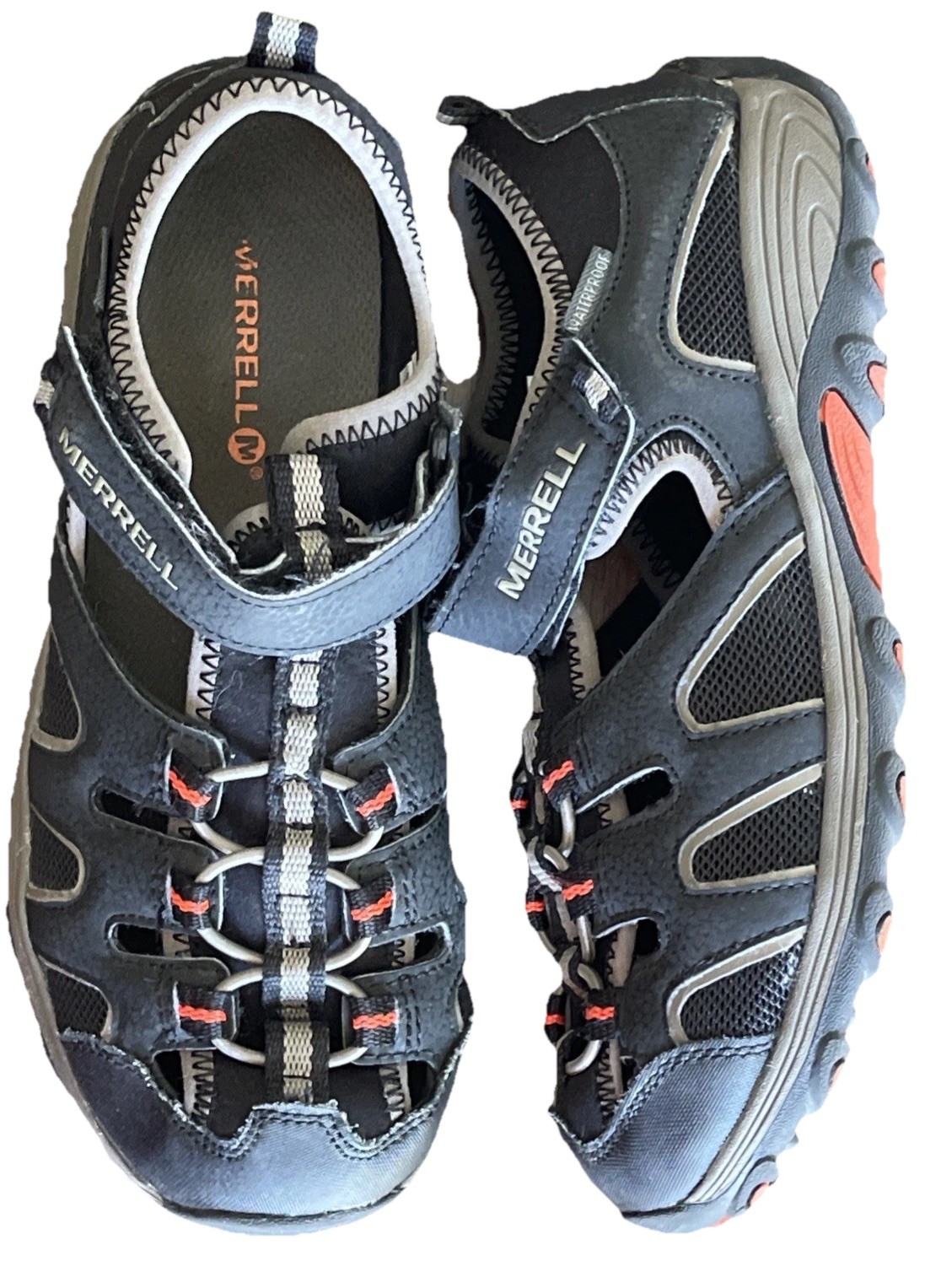 Scarpe da acqua Merrell ML B Hydro H2O in pelle da escursionista taglia grande per bambini taglia 5 gancio e passante