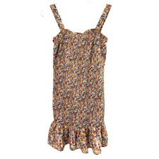 Womens Smocked Dress Size XS Sundress Floral Ruffle Hem Summer Casual