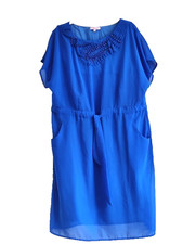 "PER UNA" Stunning Beaded Cobalt Blue Chiffon Midi Dress - SIZE 20