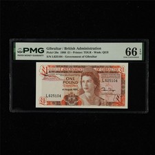 1988 Gibraltar British Administration 1 Pound Pick#20e PMG 66 EPQ Gem UNC