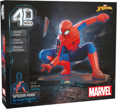 4D Build, Marvel Spider Man 3D Puzzle Model Kit Full-Body Pose, Desk Décor, Adul