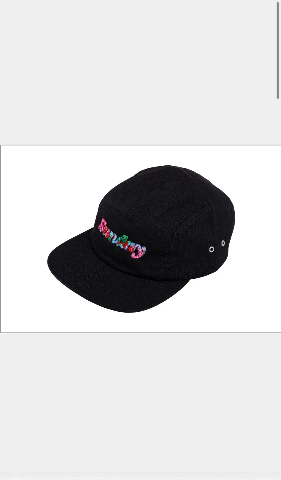 SUNDAY CLASSY SCRIBBLE 5-PANEL CAMPER HAT Black w/ Multicolor Embroidery