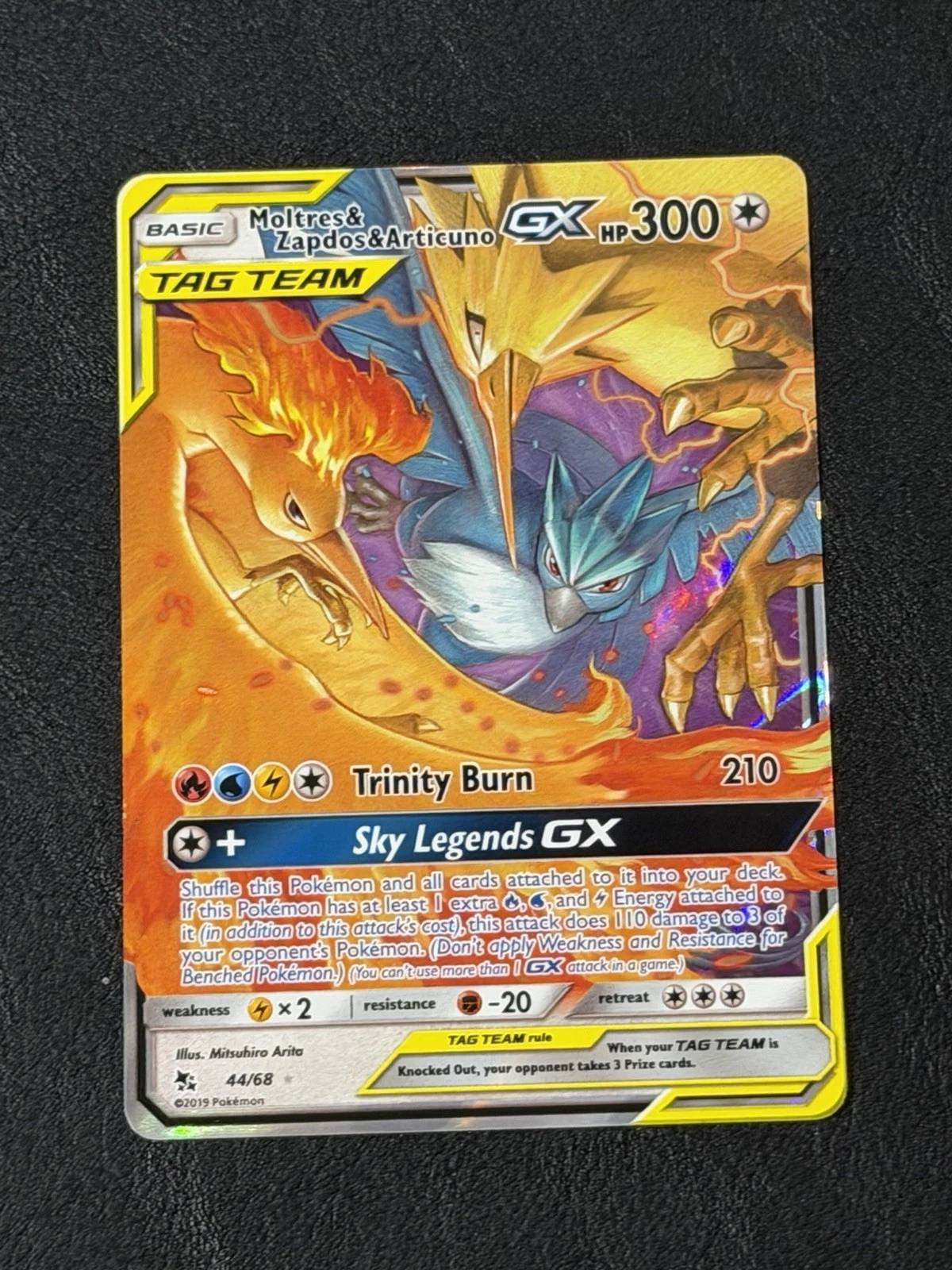 Pokémon Moltres & Zapdos & Articuno GX 44/68 Ultra Rare TAG TEAM GX Hidden Fates