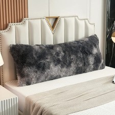 Shaggy Fluffy Faux Fur Body Pillow Cover 21"x54" Button Closure Velvet Pillow...