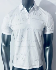 New Armani Exchange Mens Polo With  Allover Signature Logo